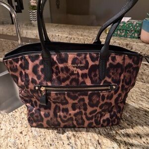 Michael Kors Leopard-Print Tote in Brown and Black